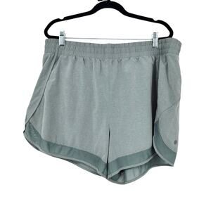 Athleta Mesh Racer Run Light Blue/Green Stretch Mid Rise Shorts 4" Size 1X